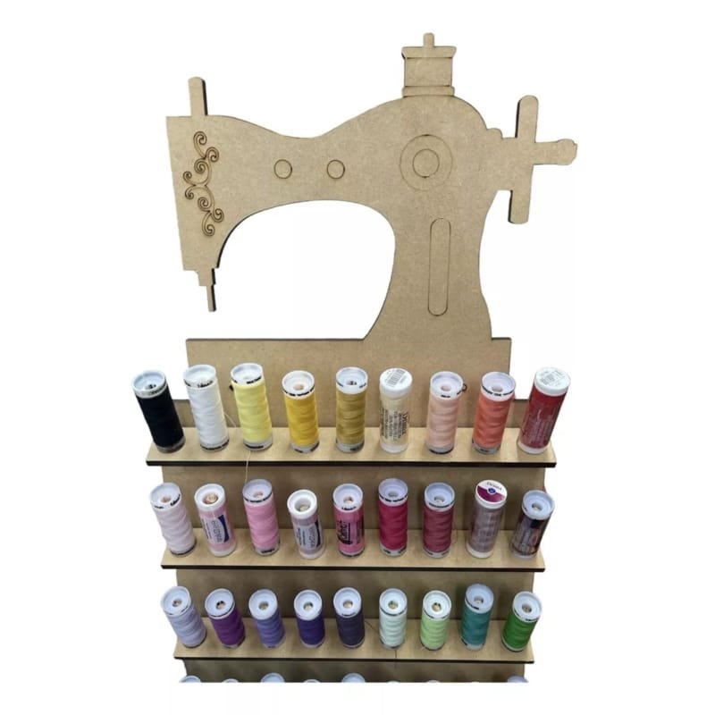 طرح نگهدارنده قرقره نخ چرخ خیاطی مناسب برای استفاده در دستگاه های cnc چوب و cnc لیزر - laser cut sewing machine organizer thread rack spool holder