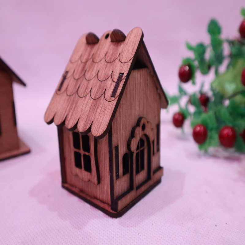 طرح خانه کوچک با ضخامت ۳ میلی‌متر مناسب برای استفاده در دستگاه های cnc چوب و cnc لیزر - laser cut mini house 3mm cdr file