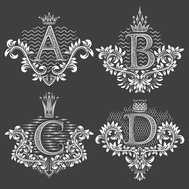طرح حروف زیور زیبا مناسب برای استفاده در دستگاه های cnc چوب و cnc لیزر - beautiful ornament letters eps file
