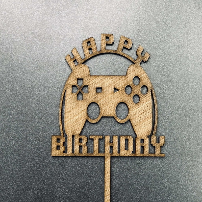 طرح تزیین کیک تولد طرح بازیکن مناسب برای استفاده در دستگاه های cnc چوب و cnc لیزر - laser cut gamer cake topper birthday decoration cdr file