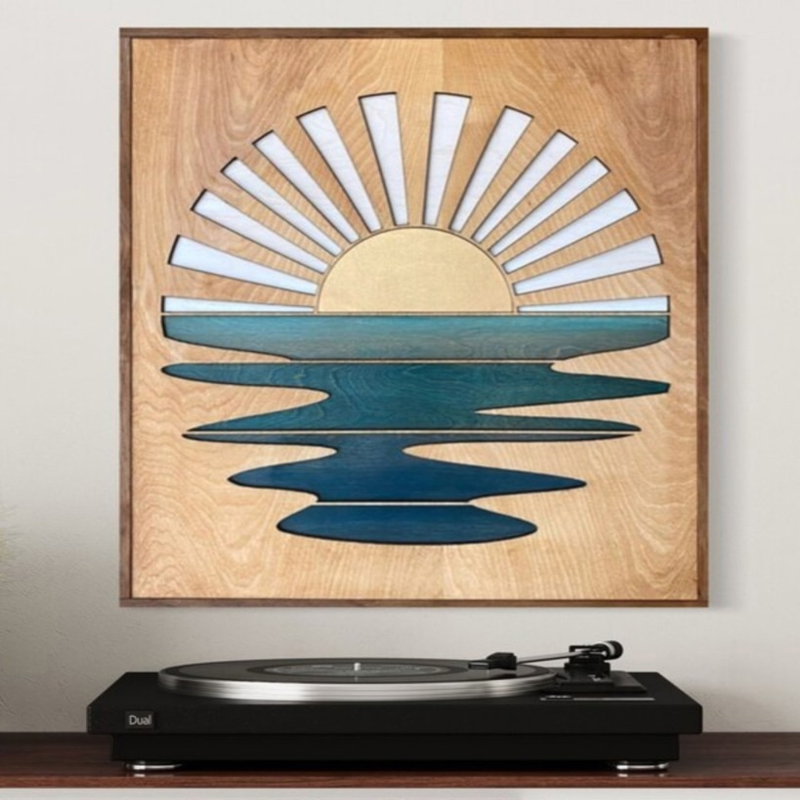 طرح تابلو چوبی خورشید مناسب برای استفاده در دستگاه های cnc چوب و cnc لیزر - laser cut sun wooden wall decor cdr file