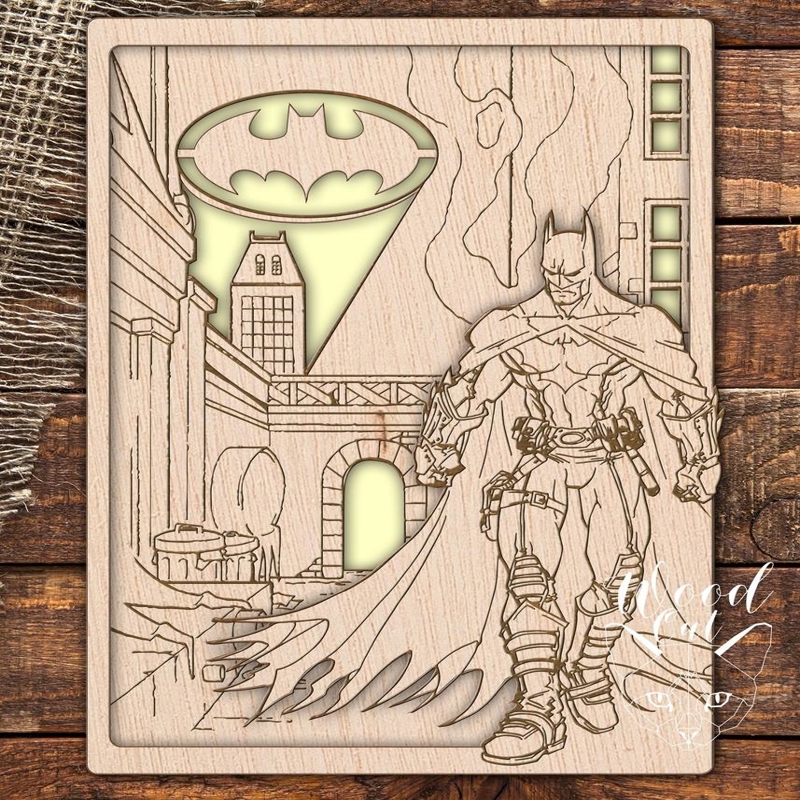 طرح شوالیه تاریکی بتمن مناسب برای استفاده در دستگاه های cnc چوب و cnc لیزر - laser cut dark knight batman template cdr file