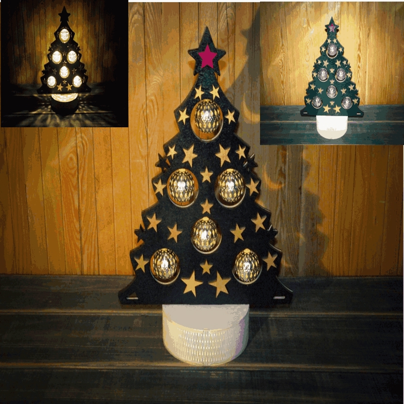 طرح چراغ درخت کریسمس مناسب برای استفاده در دستگاه های cnc چوب و cnc لیزر - laser cut christmas tree lamp cdr file
