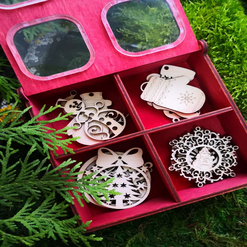 طرح جعبه چوبی شب کریسمس مناسب برای استفاده در دستگاه های cnc چوب و cnc لیزر - laser cut wooden christmas eve box cdr file