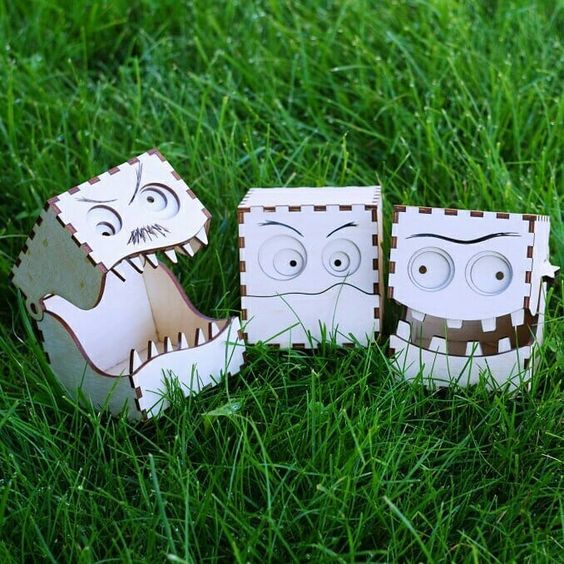 طرح جعبه هیولا مناسب برای استفاده در دستگاه های cnc چوب و cnc لیزر - laser cut monster box cdr file