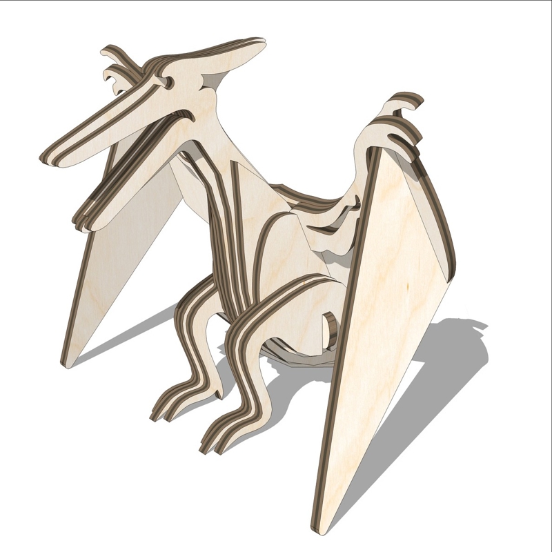 طرح عروسک چوبی پتروداکتیل مناسب برای استفاده در دستگاه های cnc چوب و cnc لیزر - laser cut wooden pterodactyl toy dxf file