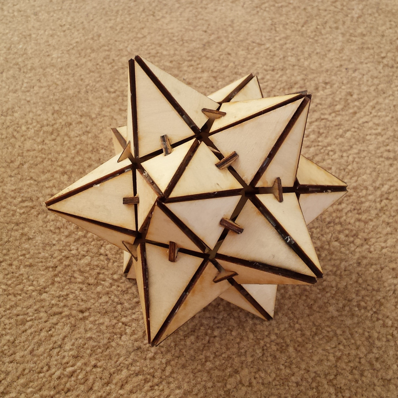 طرح ستاره‌ای کوچک مناسب برای استفاده در دستگاه های cnc چوب و cnc لیزر - laser cut small stellated dodecahedron dxf file