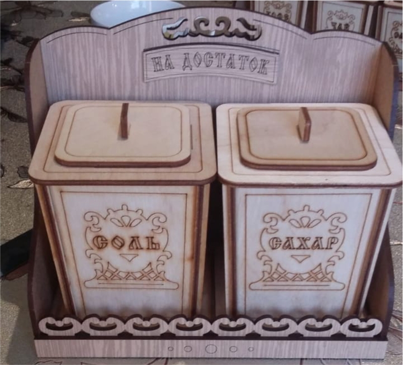 طرح ظرف نمک و شکر مناسب برای استفاده در دستگاه های cnc چوب و cnc لیزر - laser cut salt sugar container cdr file