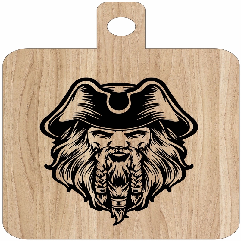 طرح حکاکی لیزری طرح کاپیتان دزدان دریایی روی تخته برش مناسب برای استفاده در دستگاه های cnc چوب و cnc لیزر - laser engraving pirates captain art on cutting board cdr file