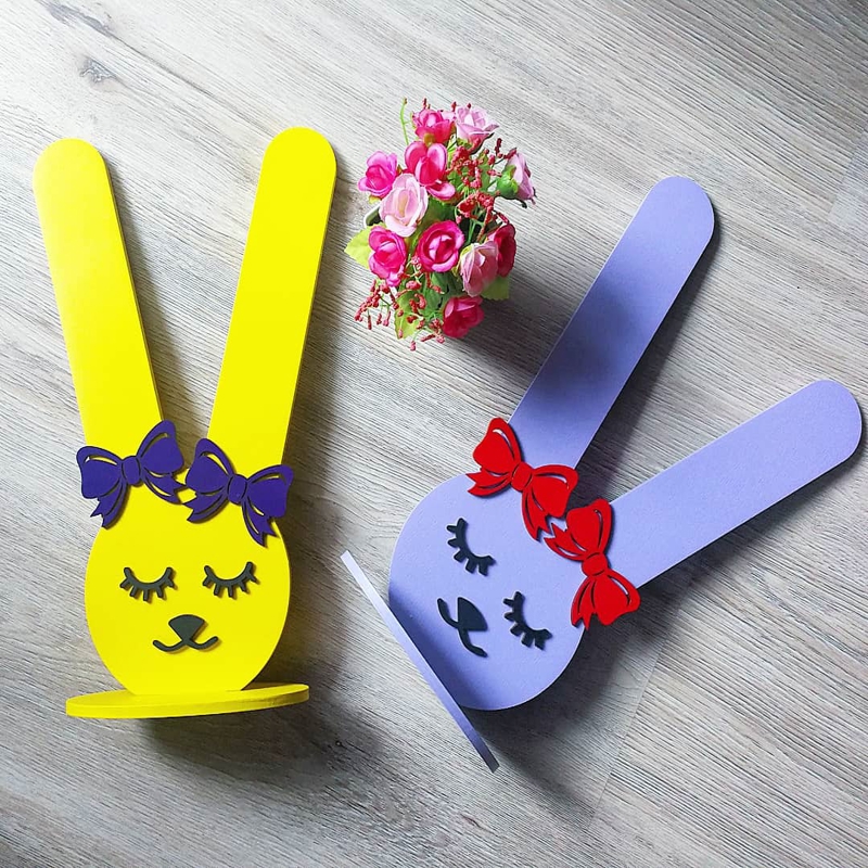 طرح جاکلیدی خرگوشی مناسب برای استفاده در دستگاه های cnc چوب و cnc لیزر - laser cut bunny rubber band holder cdr file