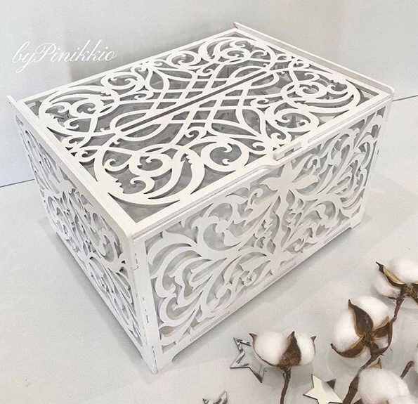 طرح جعبه کارت عروسی تزیینات تولد جعبه کارت چوبی با قفل مناسب برای استفاده در دستگاه های cnc چوب و cnc لیزر - laser cut wedding card box birthday decorations wooden card box with lock cdr file