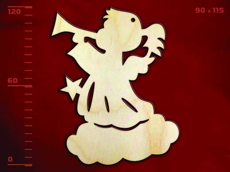 طرح فرشته کریسمس با شیپور مناسب برای استفاده در دستگاه های cnc چوب و cnc لیزر - laser cut christmas angel with trumpet cdr file