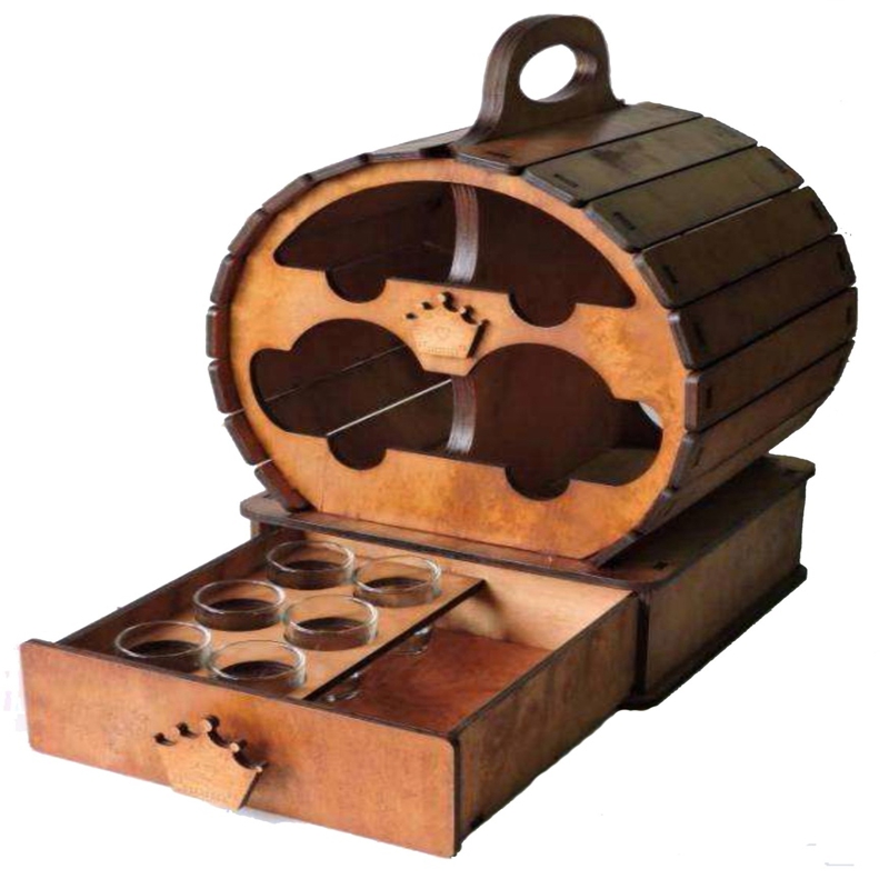 طرح بشکه کوچک مناسب برای استفاده در دستگاه های cnc چوب و cnc لیزر - laser cut mini barrel barrel cdr file