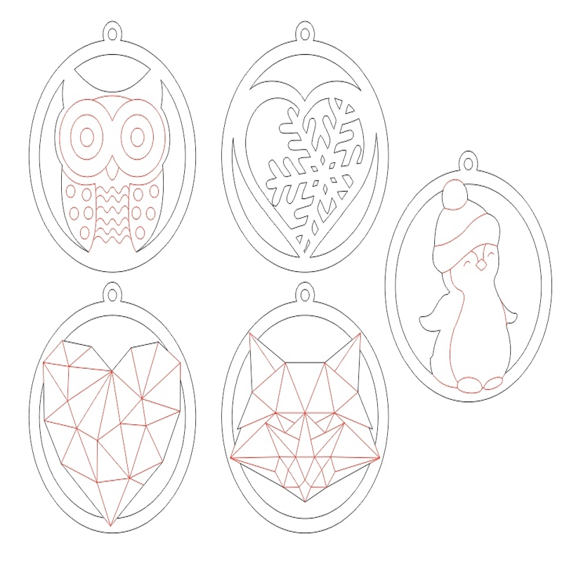 طرح اسباب بازی های زیبای کریسمس مناسب برای استفاده در دستگاه های cnc چوب و cnc لیزر - laser cut christmas beautiful toys cdr file