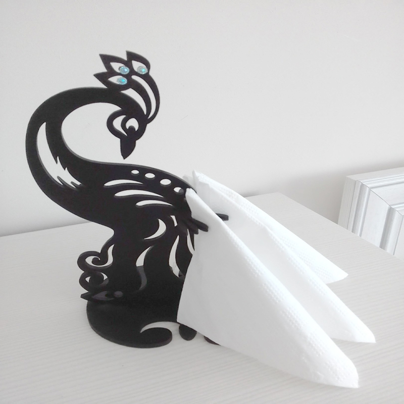 طرح جا دستمال کاغذی طرح طاووس مناسب برای استفاده در دستگاه های cnc چوب و cnc لیزر - laser cut peacock paper napkin holder template cdr file