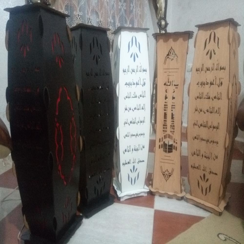 طرح چراغ با طرح هنر اسلامی مناسب برای استفاده در دستگاه های cnc چوب و cnc لیزر - laser cut lamp with islamic art dxf file