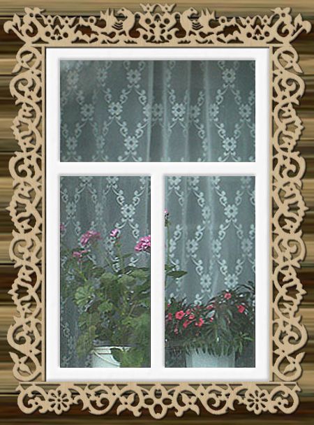 طرح پنجره چوبی با نوار پهن ( ) مناسب برای استفاده در دستگاه های cnc چوب و cnc لیزر - laser cut wooden window platband design cdr file