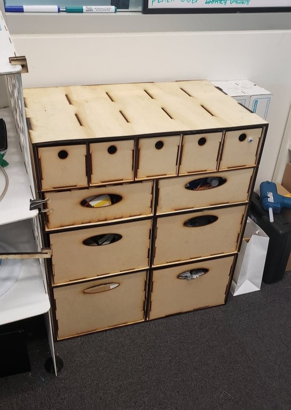 طرح جعبه فلزی مناسب برای استفاده در دستگاه های cnc چوب و cnc لیزر - laser cut multi drawer storage solution dxf file