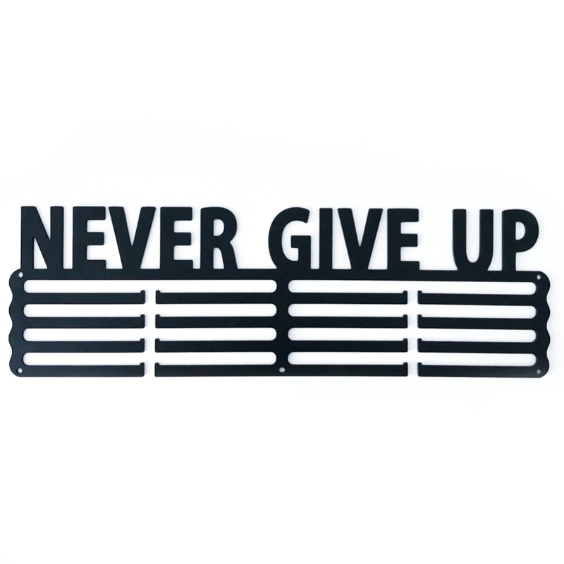 طرح مدال انگیزشی هرگز تسلیم نشو مناسب برای استفاده در دستگاه های cnc چوب و cnc لیزر - laser cut never give up motivational medal hanger dxf file