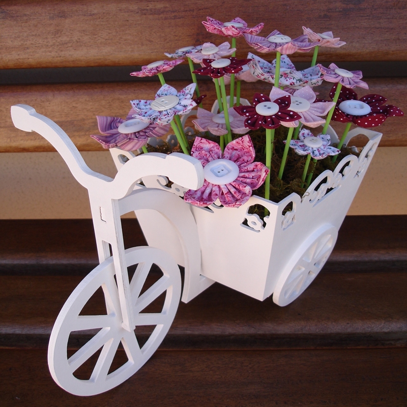 طرح سبد گل چوبی دوچرخه و سه چرخه مناسب برای استفاده در دستگاه های cnc چوب و cnc لیزر - laser cut wooden tricycle bike flower basket cdr file