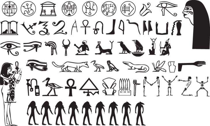 طرح نمادهای مصری وکتور مناسب برای استفاده در دستگاه های cnc چوب و cnc لیزر - egyptian symbols vectors eps file