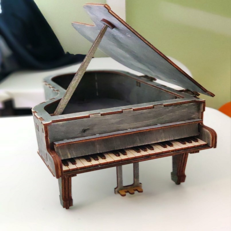 طرح پازل سه بعدی پیانوی بزرگ مناسب برای استفاده در دستگاه های cnc چوب و cnc لیزر - laser cut grand piano 3d puzzle cdr file