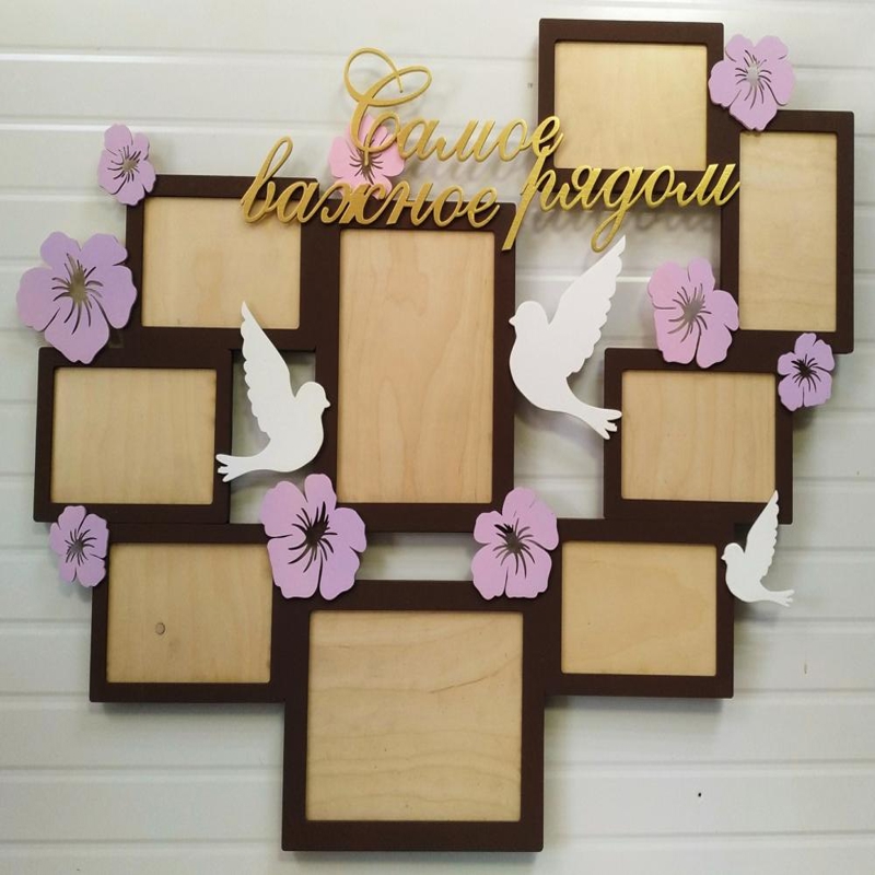 طرح قاب عکس خانوادگی با طرح کبوتر - مناسب برای استفاده در دستگاه های cnc چوب و cnc لیزر - laser cut family photo frame with pigeons cdr file