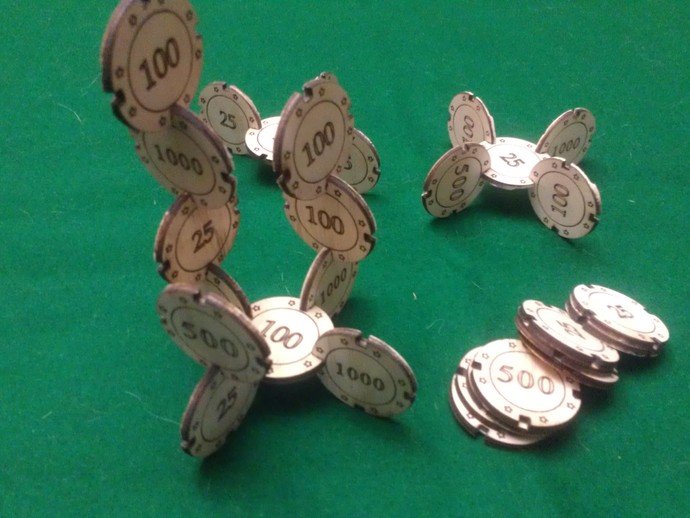 طرح چیپ‌های پوکر قابل اتصال مناسب برای استفاده در دستگاه های cnc چوب و cnc لیزر - joinable poker chips dxf file
