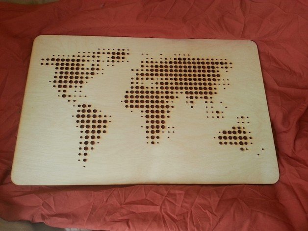 طرح نقشه جهان مناسب برای استفاده در دستگاه های cnc چوب و cnc لیزر - laser cut world map ai file