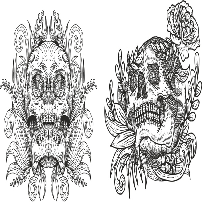 طرح اسکلت مناسب برای استفاده در دستگاه های cnc چوب و cnc لیزر - skulls print dec cdr file