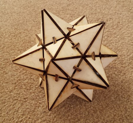 طرح دوازده وجهی مناسب برای استفاده در دستگاه های cnc چوب و cnc لیزر - laser cut dodecahedron template cdr file