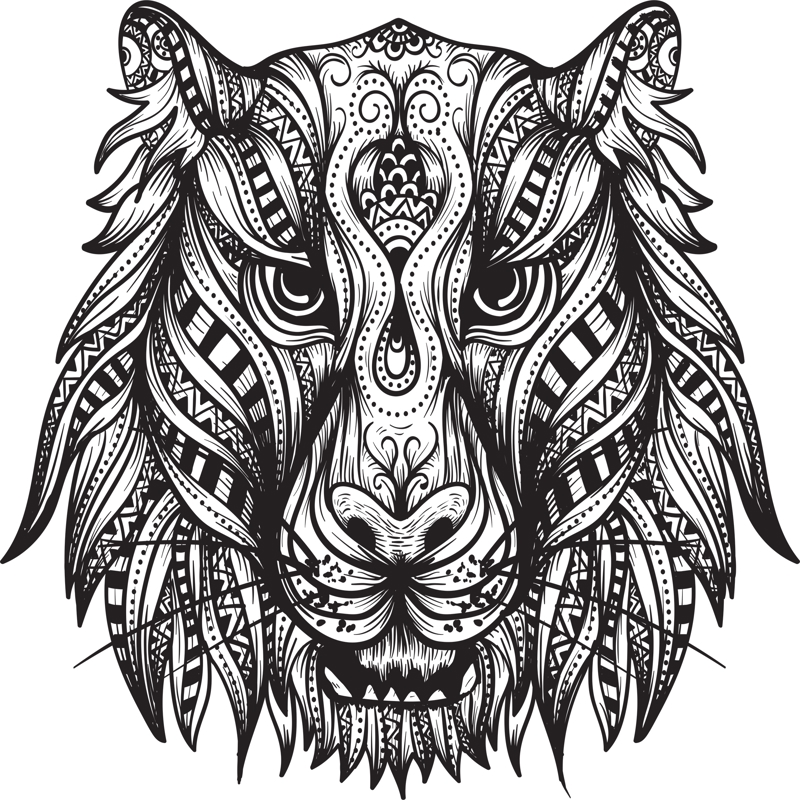 طرح سر ببر مناسب برای استفاده در دستگاه های cnc چوب و cnc لیزر - tiger head print cdr file