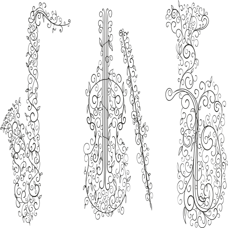 طرح فایل سی دی آر موسیقی swirl مناسب برای استفاده در دستگاه های cnc چوب و cnc لیزر - swirl music cdr file