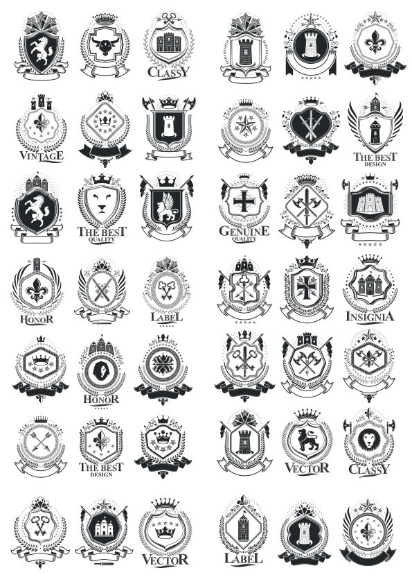 طرح قالب نشان‌های سلطنتی مناسب برای استفاده در دستگاه های cnc چوب و cnc لیزر - heraldic template cdr file