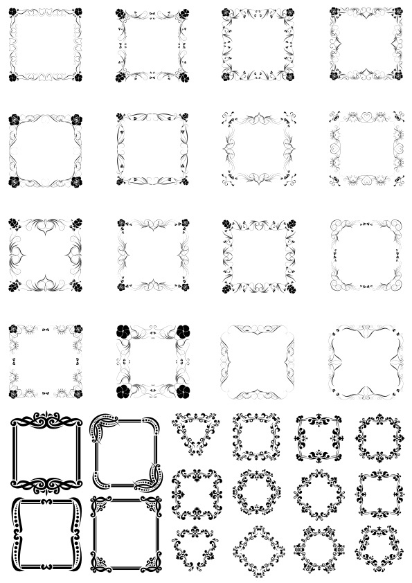 طرح مجموعه قاب حاشیه مستطیلی مناسب برای استفاده در دستگاه های cnc چوب و cnc لیزر - rectangular border frame set cdr file