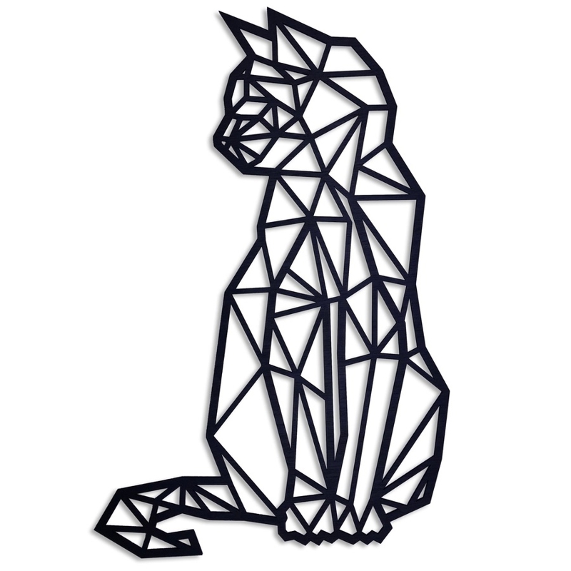 طرح گربه روی دیوار مناسب برای استفاده در دستگاه های cnc چوب و cnc لیزر - laser cut geometric cat wall art cdr file