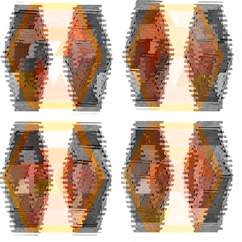 طرح بازی پازل شش ضلعی چوبی برای هدیه آموزشی کودکان مناسب برای استفاده در دستگاه های cnc چوب و cnc لیزر - laser cut wooden hexagon puzzle game for kids educational gift cdr file