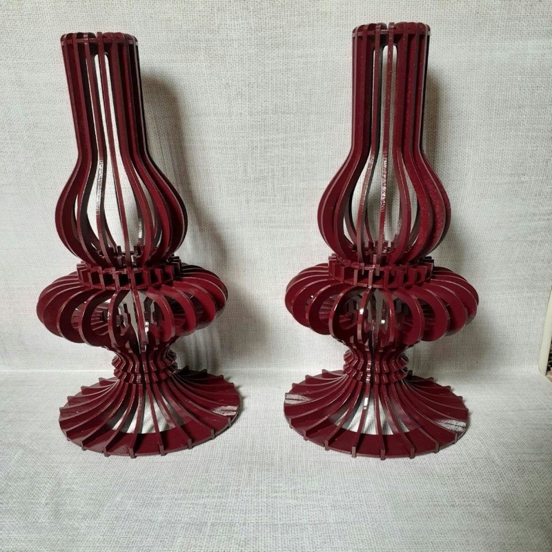 طرح چراغ نفتی طرح چراغ رومیزی چوبی با کاغذ دیواری مناسب برای استفاده در دستگاه های cnc چوب و cnc لیزر - laser cut kerosene lamp shpaped wooden table lamp ai file
