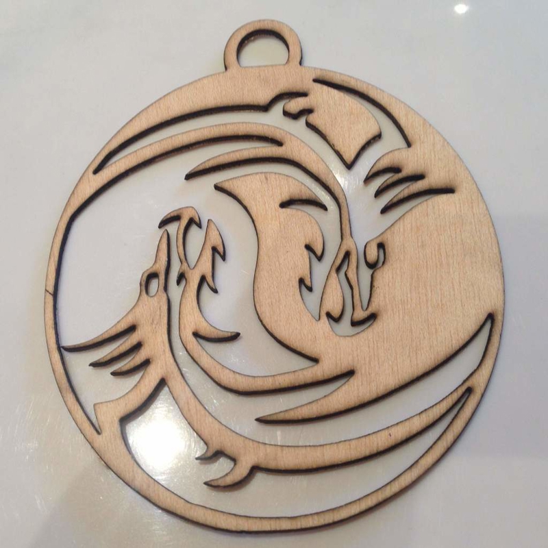 طرح اژدهای یین یانگ مناسب برای استفاده در دستگاه های cnc چوب و cnc لیزر - laser cut dragon yin yang dxf file
