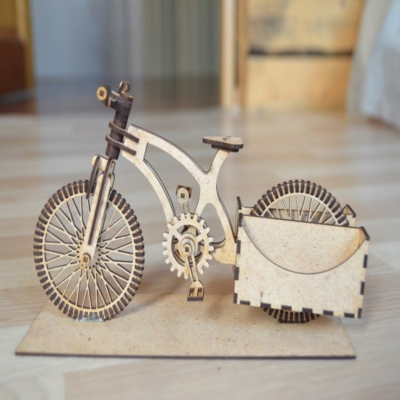 طرح جا کارتی دوچرخه مناسب برای استفاده در دستگاه های cnc چوب و cnc لیزر - laser cut bike card holder cdr file