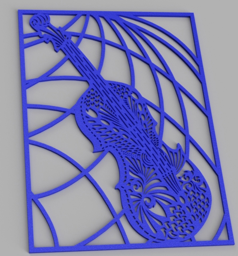 طرح دکور دیواری ویولن مناسب برای استفاده در دستگاه های cnc چوب و cnc لیزر - laser cut violin wall decor cdr file
