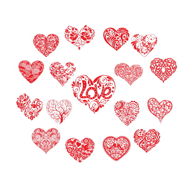 طرح قلب حکاکی شده مناسب برای استفاده در دستگاه های cnc چوب و cnc لیزر - laser cut engrave hearts cdr file