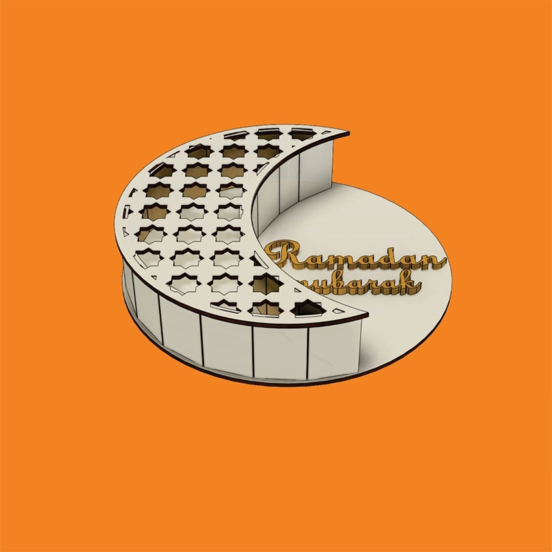 طرح جعبه کادو چوبی ماه رمضان کریم مناسب برای استفاده در دستگاه های cnc چوب و cnc لیزر - laser cut ramadan kareem wood decor gift box cdr file