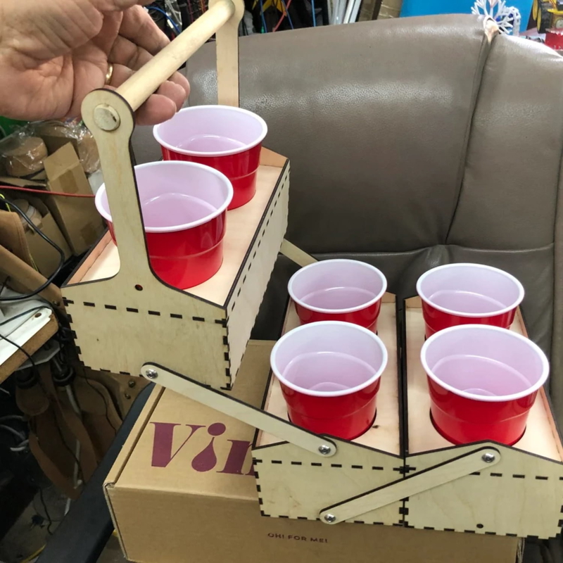 طرح قوطی نوشابه با ضخامت ۳ میلی‌متر مناسب برای استفاده در دستگاه های cnc چوب و cnc لیزر - laser cut drink caddy 3mm dxf file