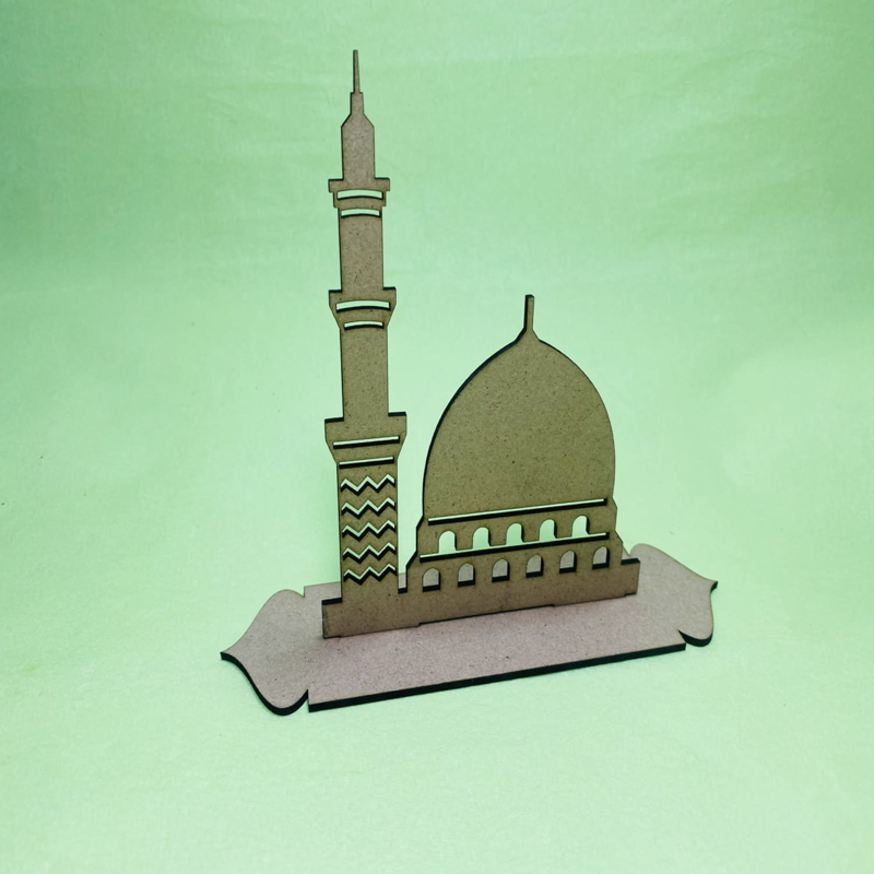 طرح مسجد النبی طرح چوبی دکوری اسلامی مناسب برای استفاده در دستگاه های cnc چوب و cnc لیزر - laser cut masjid nabawi wooden islamic gift decor cdr file