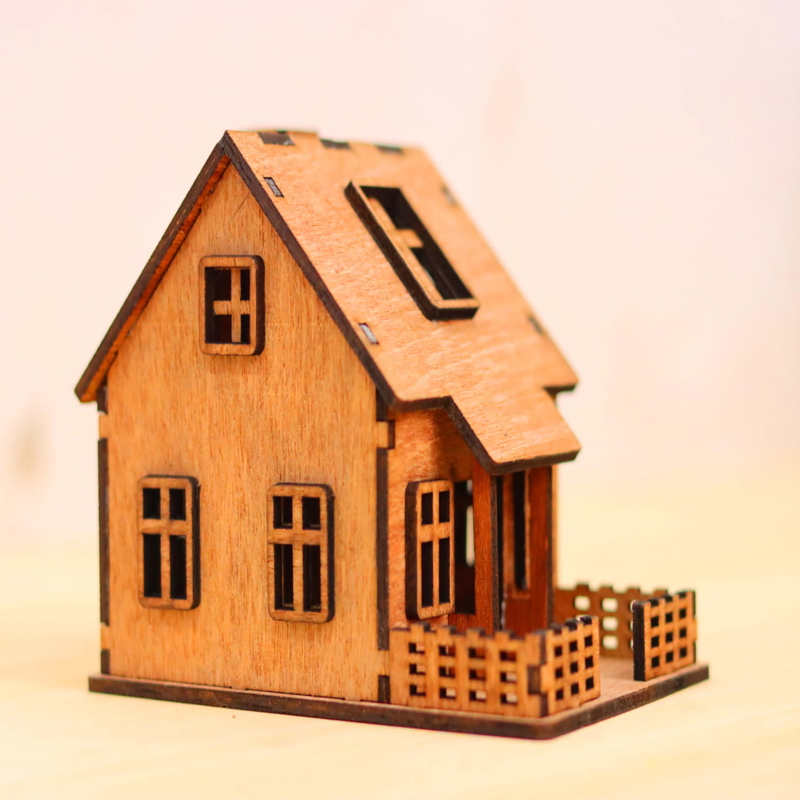 طرح مدل خانه چوبی مناسب برای استفاده در دستگاه های cnc چوب و cnc لیزر - laser cut wood house model cdr file