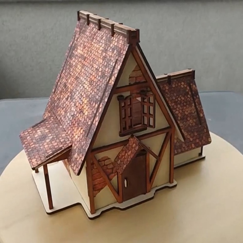 طرح خانه کشاورز با ضخامت ۴ میلی‌متر مناسب برای استفاده در دستگاه های cnc چوب و cnc لیزر - laser cut farmers house 4mm cdr file
