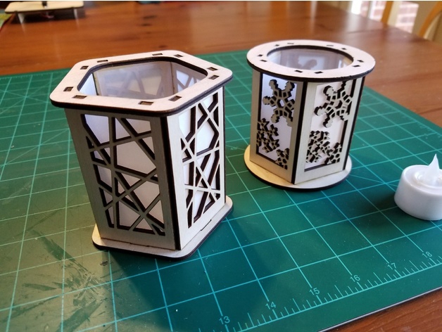 طرح جا شمعی فانوس طرح دانه برف مناسب برای استفاده در دستگاه های cnc چوب و cnc لیزر - laser cut candle holder lantern snowflake dxf file