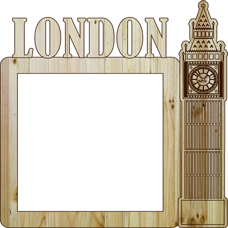 طرح قاب عکس لندن مناسب برای استفاده در دستگاه های cnc چوب و cnc لیزر - laser cut photo frame london cdr file