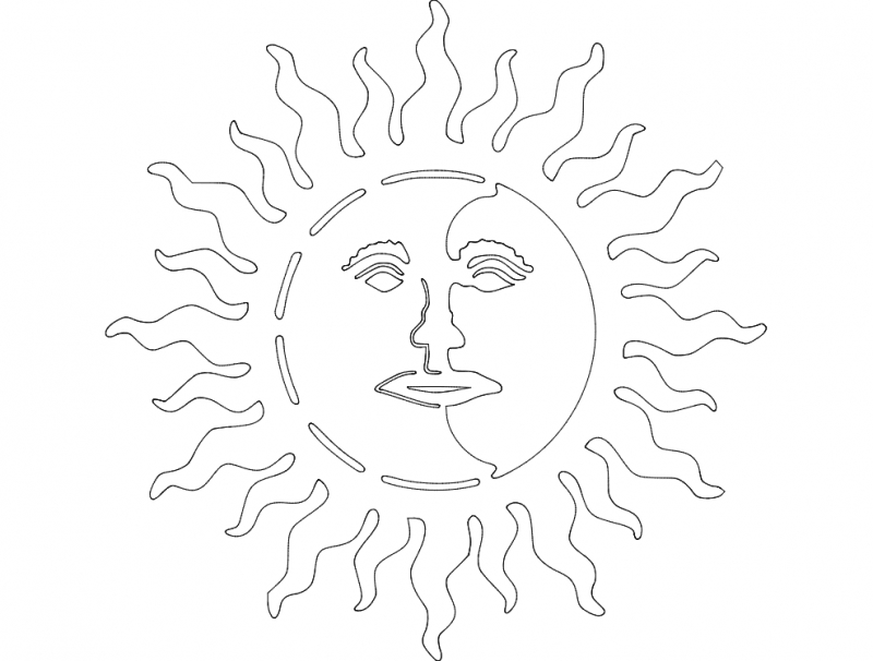 طرح خورشید و ماه مناسب برای استفاده در دستگاه های cnc چوب و cnc لیزر - sun moon dxf file